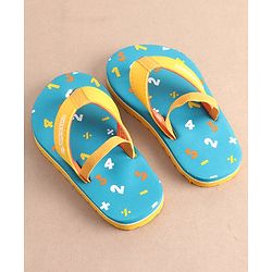 Cute Walk by Babyhug Slip On Flip Flops with Numeric Print- Blue
