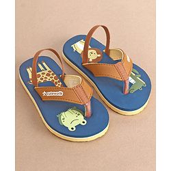 Cute Walk by Babyhug Slip On Flip Flops with Animal Print- Blue