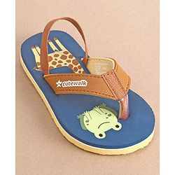 Cute Walk by Babyhug Slip On Flip Flops with Animal Print- Blue