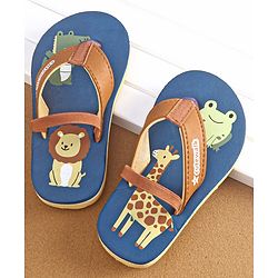 Cute Walk by Babyhug Slip On Flip Flops with Animal Print- Blue
