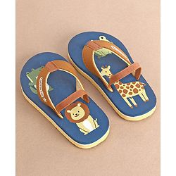 Cute Walk by Babyhug Slip On Flip Flops with Animal Print- Blue