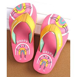 Cute Walk by Babyhug Slip On Flip Flops with Rainbow Print- Pink