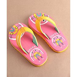 Cute Walk by Babyhug Slip On Flip Flops with Rainbow Print- Pink