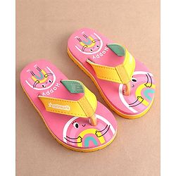 Cute Walk by Babyhug Slip On Flip Flops with Rainbow Print- Pink