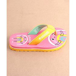 Cute Walk by Babyhug Slip On Flip Flops with Rainbow Print- Pink
