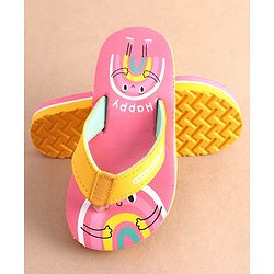 Cute Walk by Babyhug Slip On Flip Flops with Rainbow Print- Pink