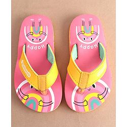 Cute Walk by Babyhug Slip On Flip Flops with Rainbow Print- Pink