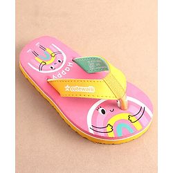 Cute Walk by Babyhug Slip On Flip Flops with Rainbow Print- Pink