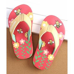 Cute Walk by Babyhug Slip On Flip Flops with Floral Print- Red