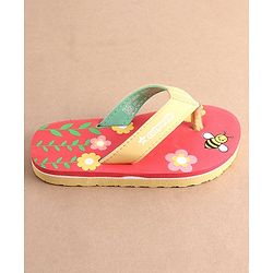 Cute Walk by Babyhug Slip On Flip Flops with Floral Print- Red