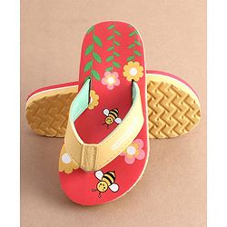 Cute Walk by Babyhug Slip On Flip Flops with Floral Print- Red