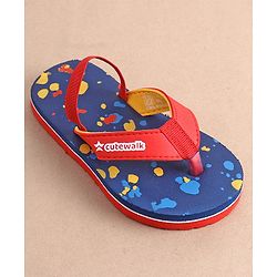 Cute Walk by Babyhug Slip On  Flip Flops with Colour Slash Print-  Red