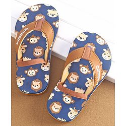 Cute Walk by Babyhug Slip On Flip Flops with Animal Print- Brown
