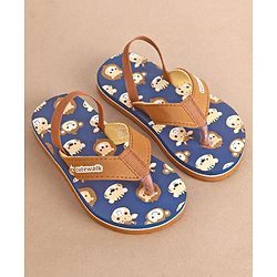 Cute Walk by Babyhug Slip On Flip Flops with Animal Print- Brown