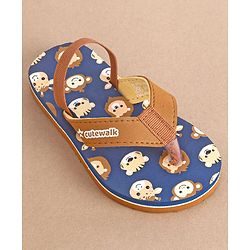 Cute Walk by Babyhug Slip On Flip Flops with Animal Print- Brown