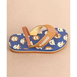 Cute Walk by Babyhug Slip On Flip Flops with Animal Print- Brown