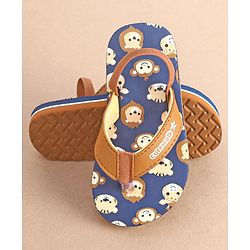 Cute Walk by Babyhug Slip On Flip Flops with Animal Print- Brown