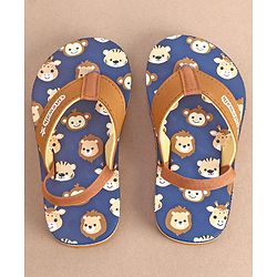 Cute Walk by Babyhug Slip On Flip Flops with Animal Print- Brown