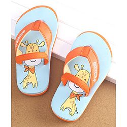 Cute Walk by Babyhug Slip On Flip Flops with Giraffe Print- Orange