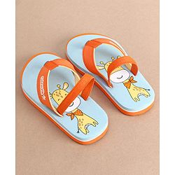 Cute Walk by Babyhug Slip On Flip Flops with Giraffe Print- Orange