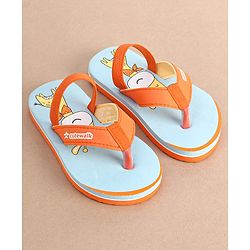 Cute Walk by Babyhug Slip On Flip Flops with Giraffe Print- Orange