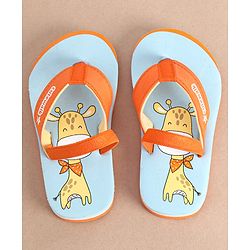 Cute Walk by Babyhug Slip On Flip Flops with Giraffe Print- Orange