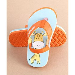 Cute Walk by Babyhug Slip On Flip Flops with Giraffe Print- Orange