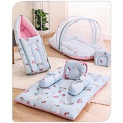 Babyhug Premium Bedding Super Saver Combo Set of 3 Bunny Print- Blue