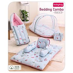 Babyhug Premium Bedding Super Saver Combo Set of 3 Bunny Print- Blue