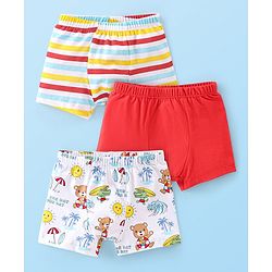 Babyhug 100% Cotton Knit Trunks Teddy Print Pack of 3 - Multicolour