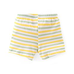 Babyhug 100% Cotton Knit Solid Stripe & Animal Print Trunk Pack of 3- White & Yellow
