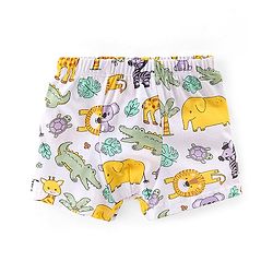Babyhug 100% Cotton Knit Solid Stripe & Animal Print Trunk Pack of 3- White & Yellow