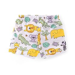 Babyhug 100% Cotton Knit Solid Stripe & Animal Print Trunk Pack of 3- White & Yellow
