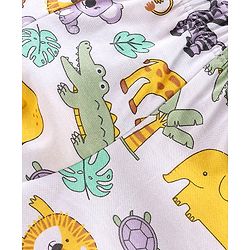 Babyhug 100% Cotton Knit Solid Stripe & Animal Print Trunk Pack of 3- White & Yellow