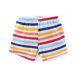 Babyhug 100% Cotton Knit Teddy & Stripe Print Trunks Pack of 3- Multicolour