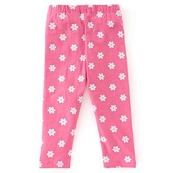 Babyhug Cotton Lycra Full Length Floral Printed Leggings Pack of 3 - Pink & Cream