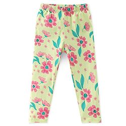 Babyhug Cotton Lycra Full Length Floral Printed Leggings Pack of 3 - Pink & Cream