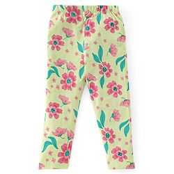 Babyhug Cotton Lycra Full Length Floral Printed Leggings Pack of 3 - Pink & Cream