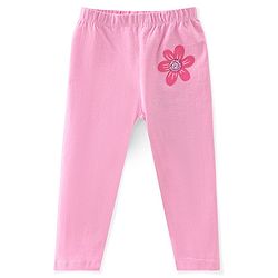 Babyhug Cotton Lycra Full Length Floral Printed Leggings Pack of 3 - Pink & Cream