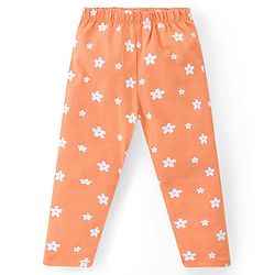 Babyhug Cotton Lycra Full Length Leggings With Stretch Floral & Rainbow Print Pack of 3 - Multicolor