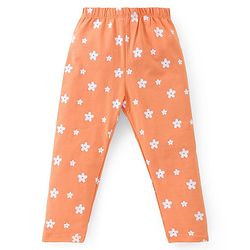 Babyhug Cotton Lycra Full Length Leggings With Stretch Floral & Rainbow Print Pack of 3 - Multicolor