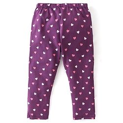Babyhug Cotton Lycra Full Length Leggings Heart & Butterfly Print Pack of 3 - Multicolour