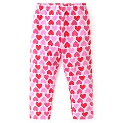 Babyhug Cotton Lycra Full Length Leggings Heart & Butterfly Print Pack of 3 - Multicolour