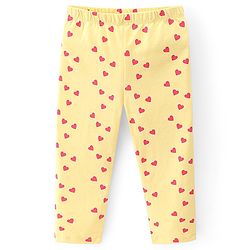 Babyhug Cotton Lycra Full Length Leggings With Heart & Floral Print Pack Of 3 - Multicolor