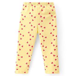 Babyhug Cotton Lycra Full Length Leggings With Heart & Floral Print Pack Of 3 - Multicolor