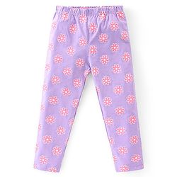 Babyhug Cotton Lycra Full Length Leggings Floral Print & Solid Pack of 3 - Multicolour