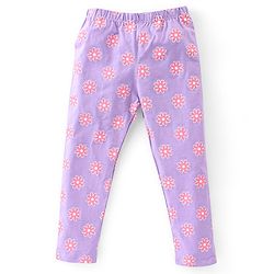 Babyhug Cotton Lycra Full Length Leggings Floral Print & Solid Pack of 3 - Multicolour