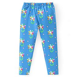 Babyhug Cotton Lycra Full Length Leggings Floral Print & Solid Pack of 3 - Multicolour