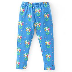 Babyhug Cotton Lycra Full Length Leggings Floral Print & Solid Pack of 3 - Multicolour