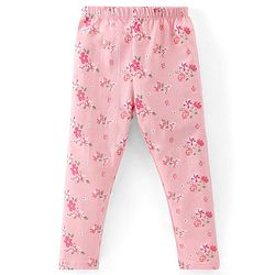 Babyhug Cotton Lycra Full Length Leggings Floral Printed Pack of 2 - Pink & Green